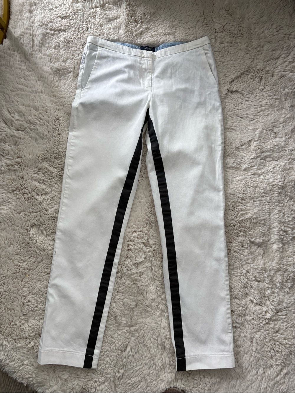 Armani Jeans White Chinos with Black Side Stripe